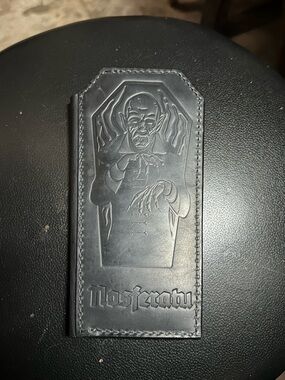 Nosferatu Embossed Black Leather long wallet. Hand made